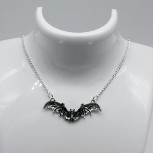 Silver Gothic Bat Charm Necklace