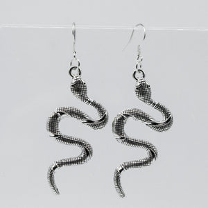 Large Silver Snake Charm Earrings