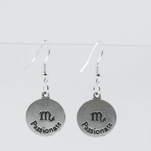 Silver Earrings With Reversible Zodiac Coin Charm