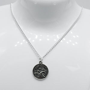 Silver Zodiac Reversible Coin Charm Necklace
