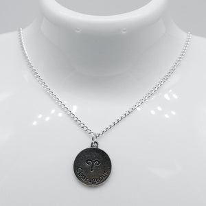 Silver Zodiac Reversible Coin Charm Necklace