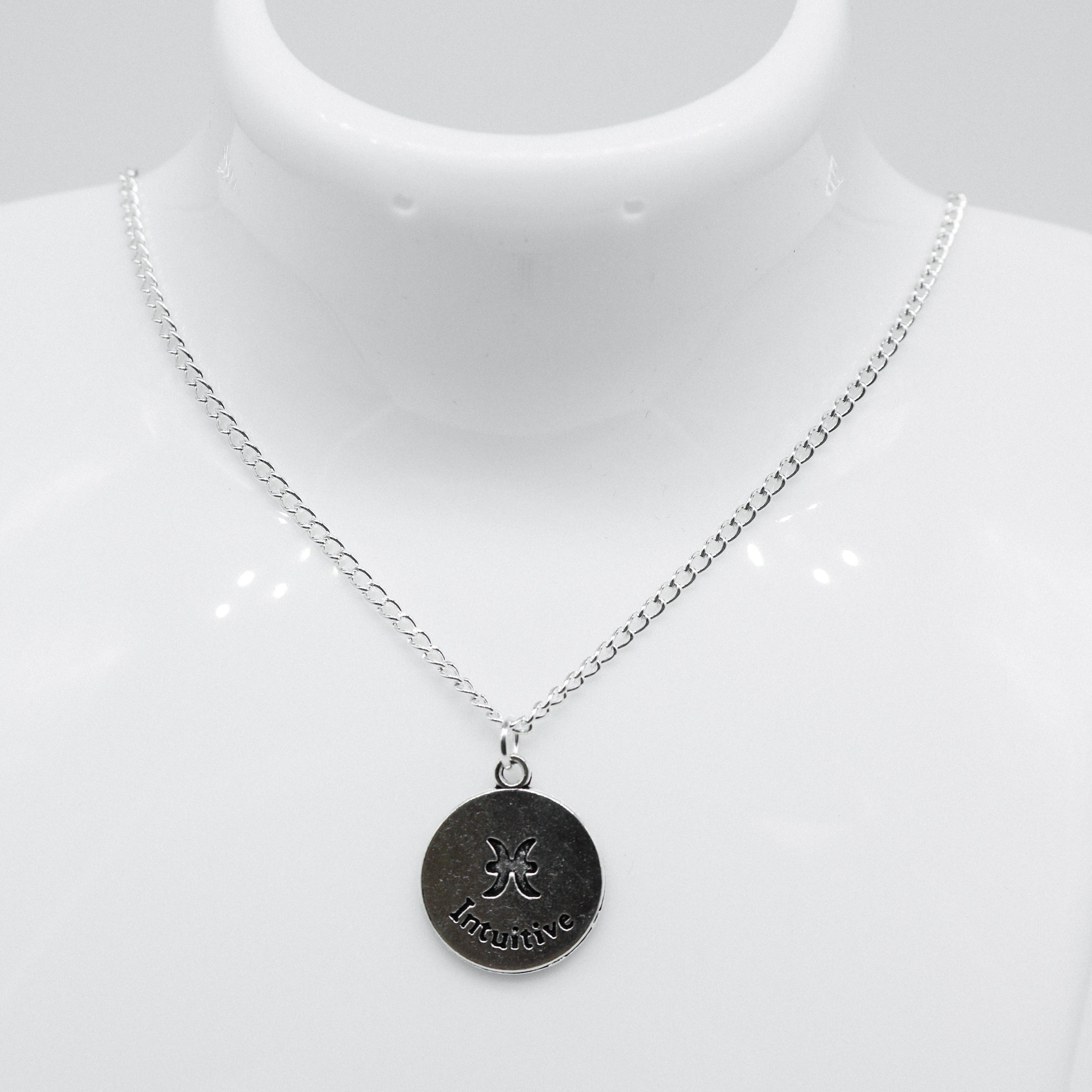 Silver Zodiac Reversible Coin Charm Necklace