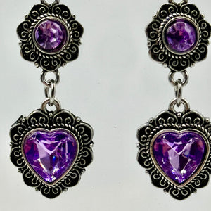 Silver Gothic Witchy Amethyst Stone Drop Earrings