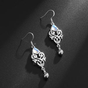 Silver Gothic Moonstone Drop Earrings