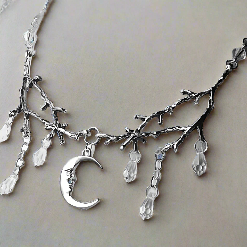 Moonlit Branches Crystal Drop Necklace