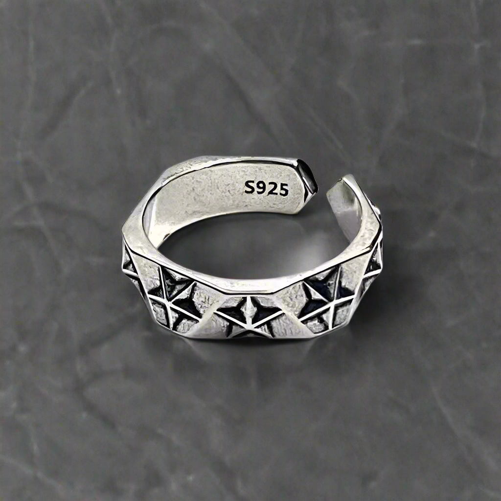 Sterling Silver Stars Adjustable Ring