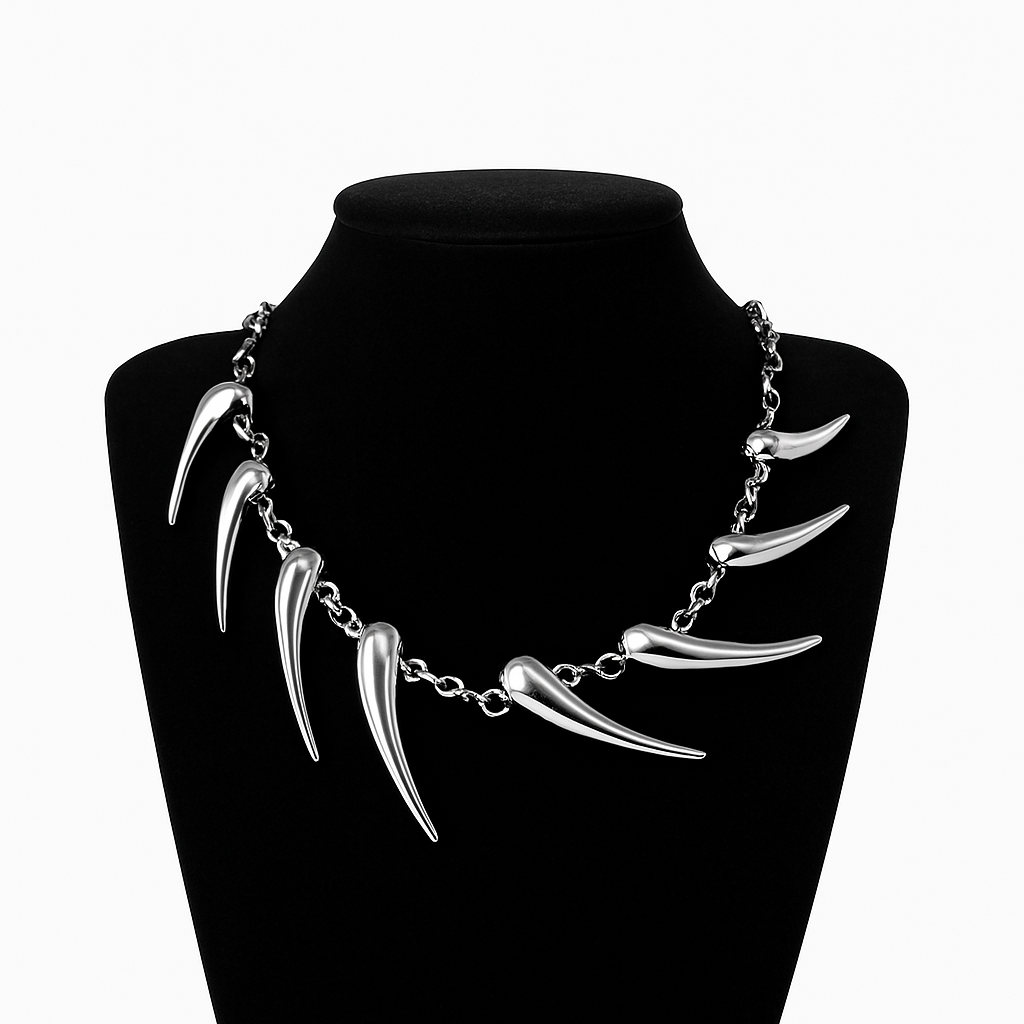 Gothic Silver Teardrop Statement Choker Necklace