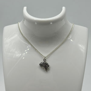 Silver Gothic Brain Charm Necklace