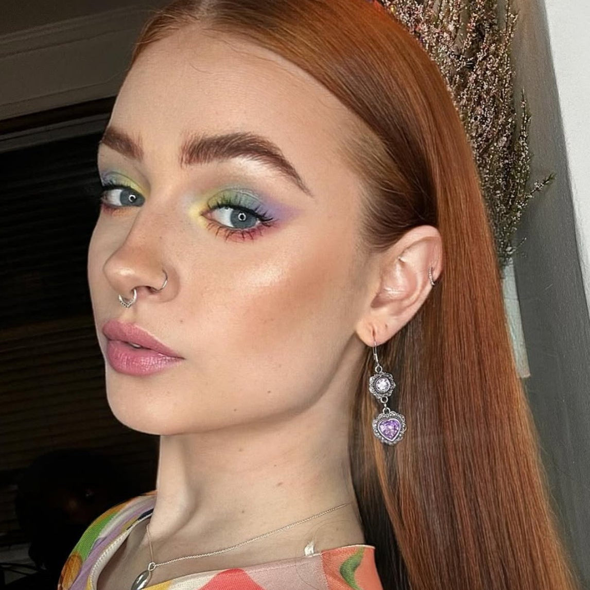 Silver Gothic Witchy Amethyst Stone Drop Earrings