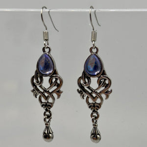 Silver Gothic Moonstone Drop Earrings