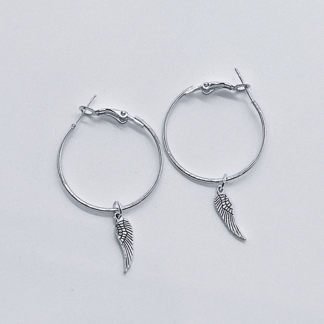 Angel wing 2025 hoop earrings