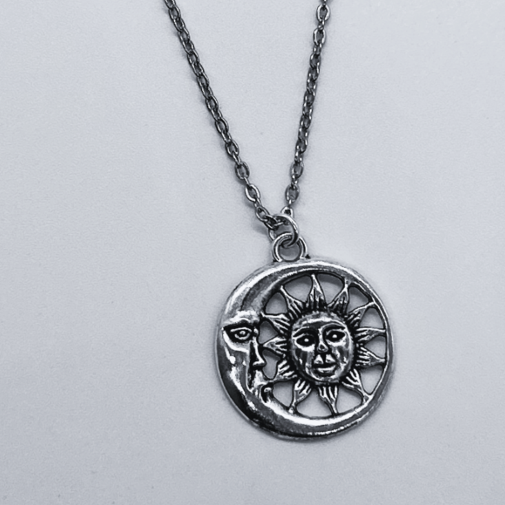 Silver Sun and Moon Charm Necklace