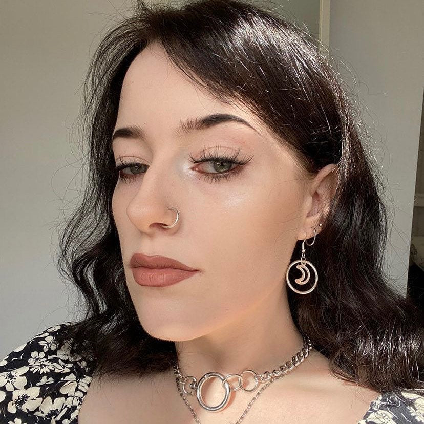 Silver Circle Charm Earrings