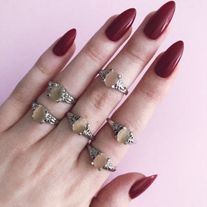 Rainbow Gemstone Silver Rings