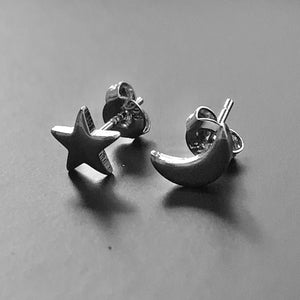 Sterling Silver Moon & Star Earrings