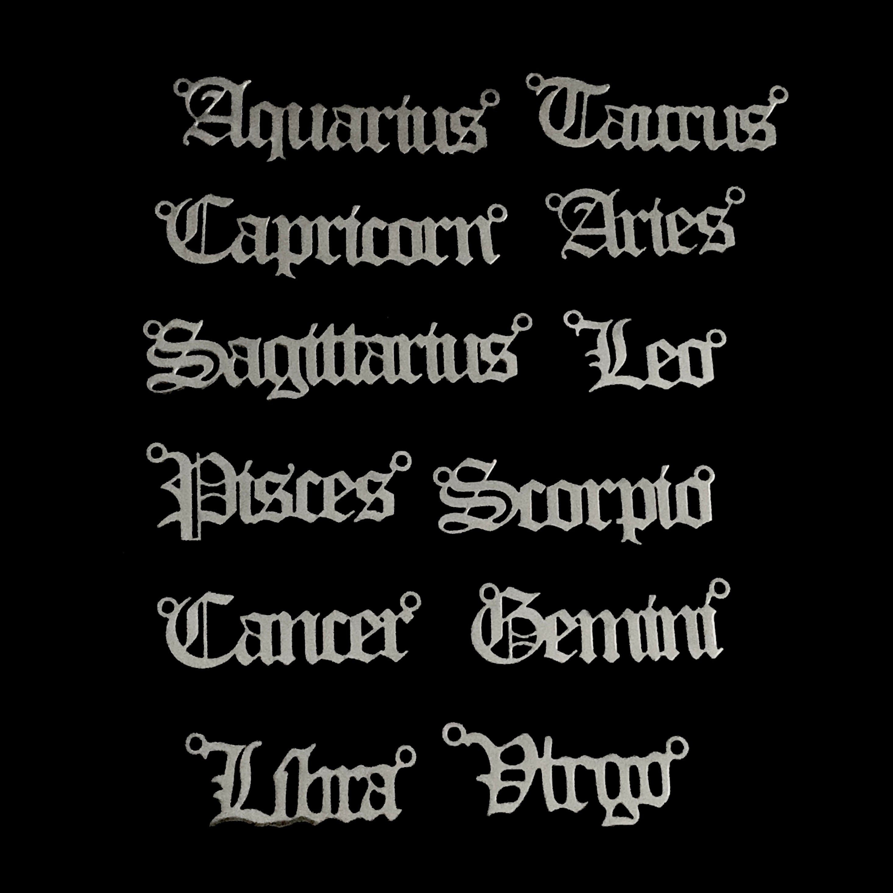 Zodiac Sign Name Silver Necklace